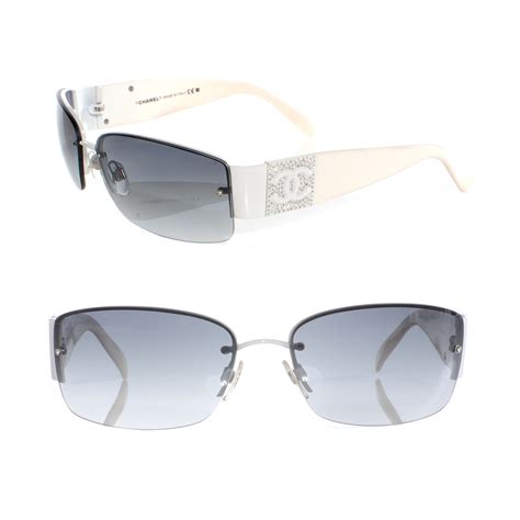 CHANEL Crystal CC Logo Sunglasses 4117 B White